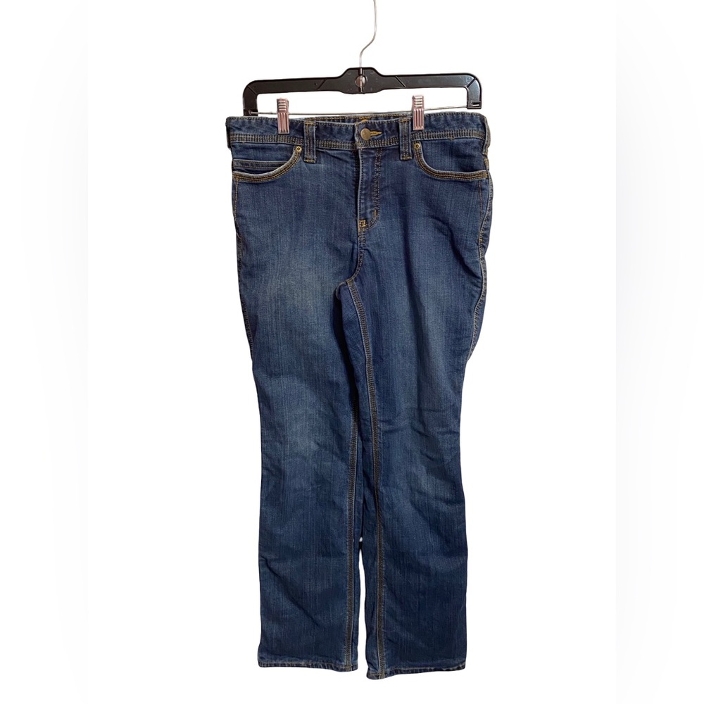Carhartt Women's Boone Flannel Lined Blue Jeans Relaxed Fit Size 6/30” Inseam